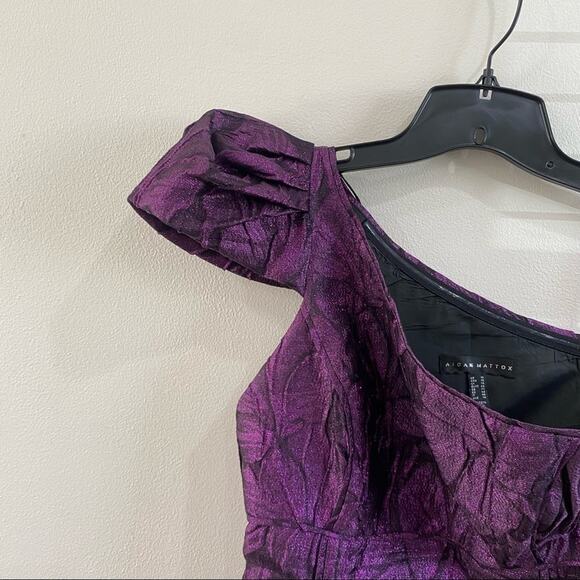 Aidan Mattox One Shoulder Purple Jacquard Gown Formal Evening Maxi Dress Sz 10 - Picture 6 of 12